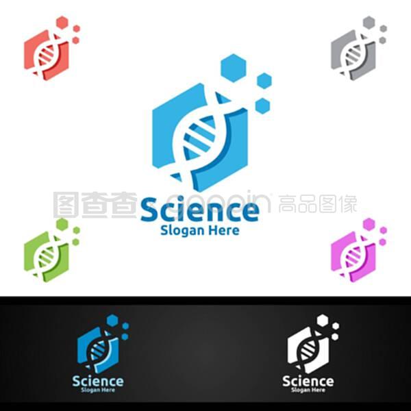 微生物学、生物技术、化学或教育设计公司的科研实验室标志